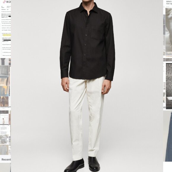 Mango Black Cotton Twill Button Up Shirt in Large - Picture 5 of 9